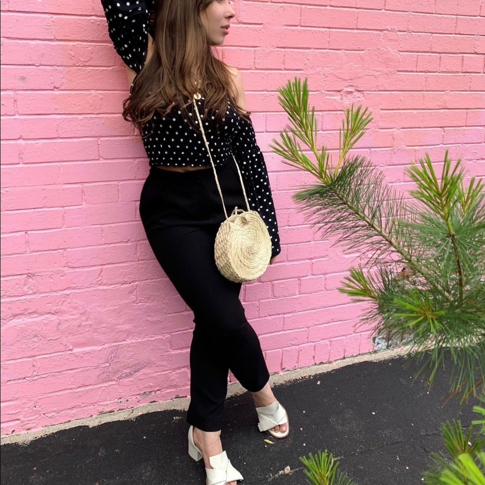 Off The Shoulders Polka Dot Top with Bell Sleeves - Picture 3 of 8